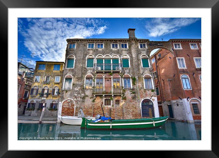 Vintage buildings along the canal in Venice, Italy Framed Mounted Print by Chun Ju Wu