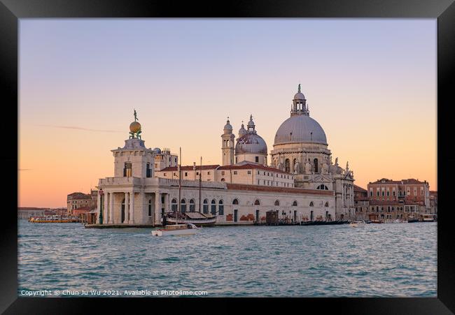 Santa Maria della Salute (Saint Mary of Health) at sunrise time, a Catholic church in Venice, Italy Framed Print by Chun Ju Wu