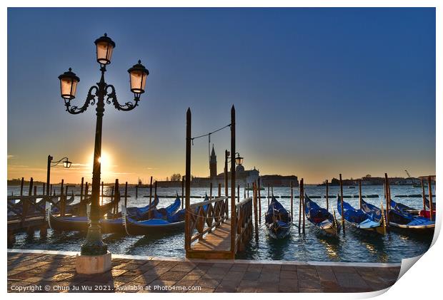 Church of San Giorgio Maggiore with gondolas at sunrise time, Venice, Italy Print by Chun Ju Wu