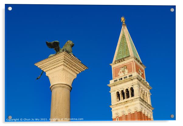 Column of San Marco and St Mark's Campanile, Venice, Italy Acrylic by Chun Ju Wu