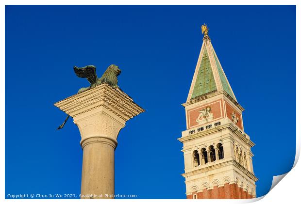 Column of San Marco and St Mark's Campanile, Venice, Italy Print by Chun Ju Wu