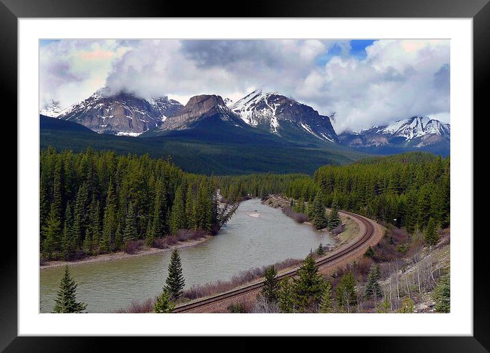 Canadian Rocky Mountains Bow River Banff Alberta Canada Framed Mounted Print by Andy Evans Photos