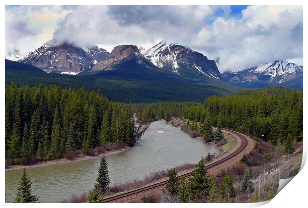 Canadian Rocky Mountains Bow River Banff Alberta Canada Print by Andy Evans Photos