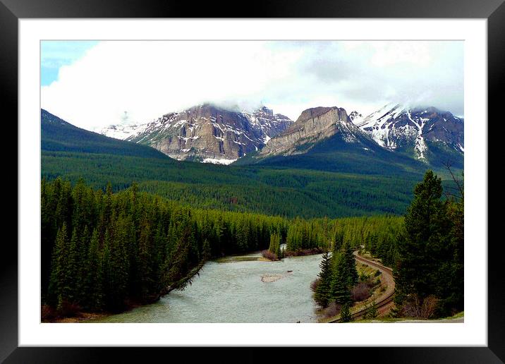 Canadian Rocky Mountains Bow River Banff Alberta Canada Framed Mounted Print by Andy Evans Photos