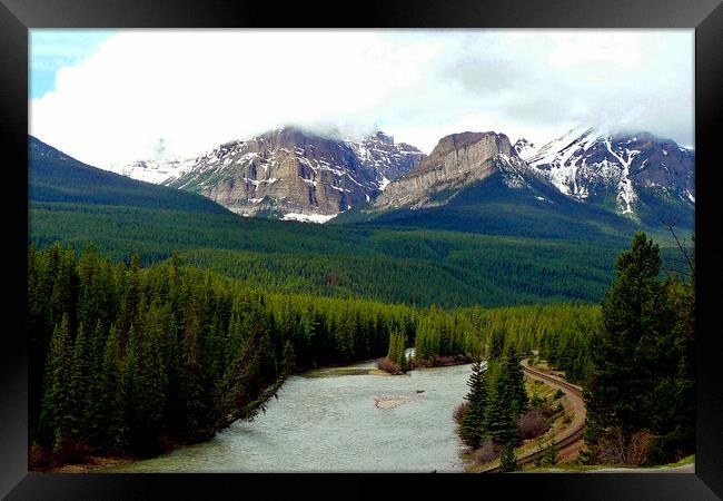 Canadian Rocky Mountains Bow River Banff Alberta Canada Framed Print by Andy Evans Photos