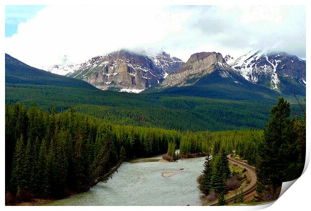 Canadian Rocky Mountains Bow River Banff Alberta Canada Print by Andy Evans Photos