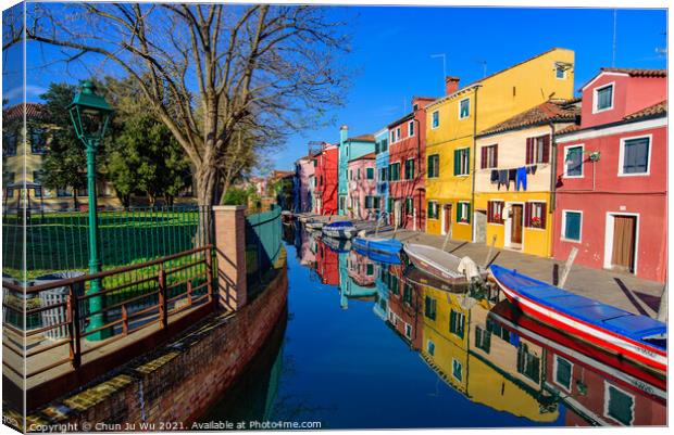 Burano island, famous for its colorful fishermen's houses, in Venice, Italy Canvas Print by Chun Ju Wu
