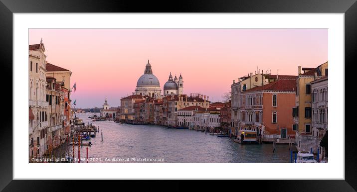 Grand Canal with Santa Maria della Salute at background at sunset time, Venice, Italy Framed Mounted Print by Chun Ju Wu
