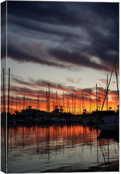 Sunset In Las Palmas Marina Canvas Print by LensLight Traveler