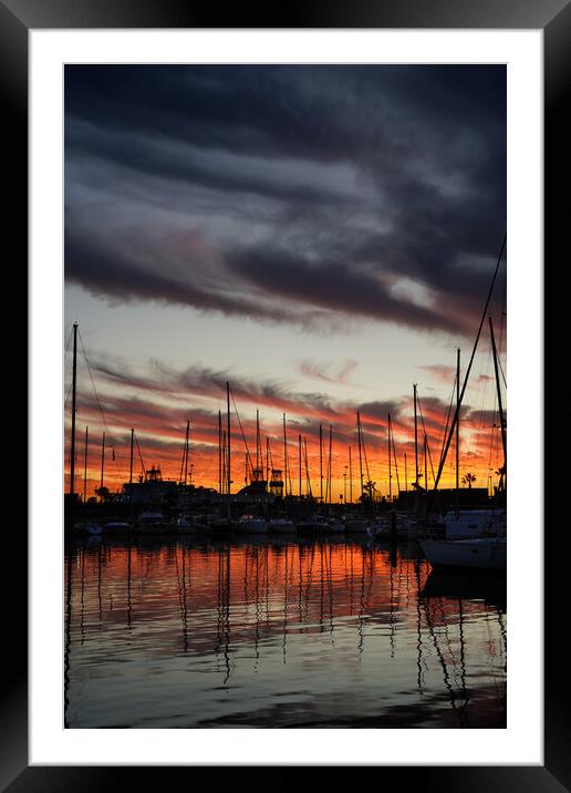 Sunset In Las Palmas Marina Framed Mounted Print by LensLight Traveler