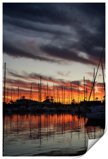 Sunset In Las Palmas Marina Print by LensLight Traveler