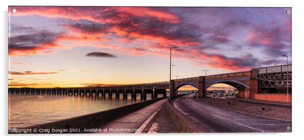 Tay Rail Sunset - Dundee Acrylic by Craig Doogan