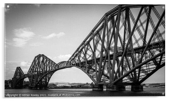 The Forth Bridge Monochrome Acrylic by Adrian Rowley