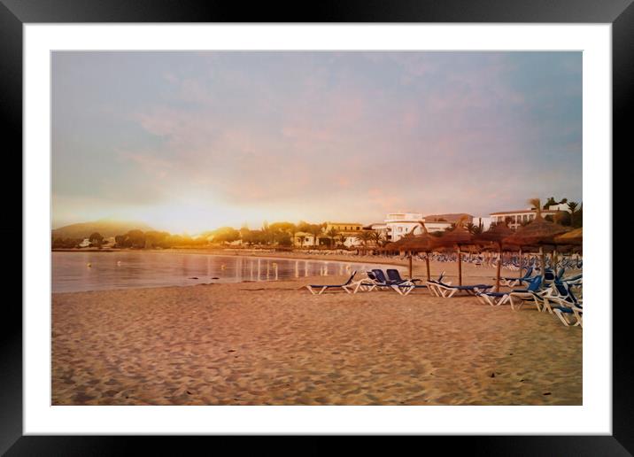 POLLENSA BEACH SUNSET Framed Mounted Print by LG Wall Art