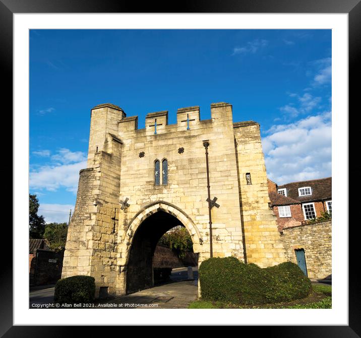 Pottergate Arch old gateway Lincoln City Framed Mounted Print by Allan Bell