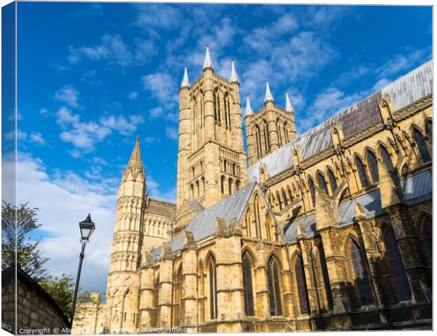 Lincoln Cathedral West Towers from South Side Canvas Print by Allan Bell