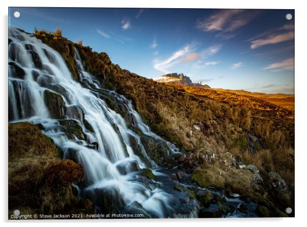 Bride's Veil Waterfall and the Old Man of Storr Acrylic by Steve Jackson