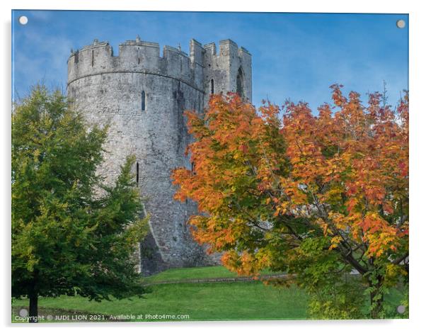 Chepstow Castle in Autumn Acrylic by JUDI LION