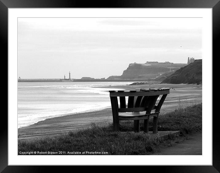 Bench at Sandsend,Whitby,Yorkshire. Framed Mounted Print by Robert Gipson