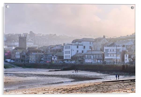 Misty St Ives, Cornwall, England Acrylic by Rika Hodgson