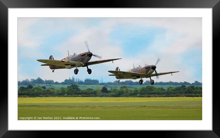 Spitfire Scramble Framed Mounted Print by Ian Merton
