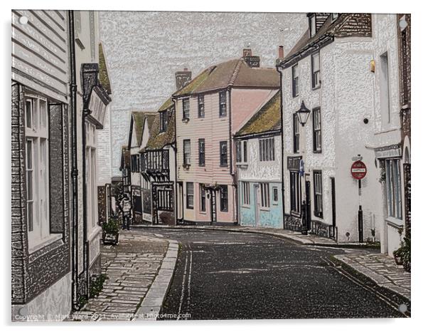 Hastings Old Town. Acrylic by Mark Ward