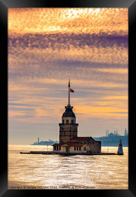 Maiden's Tower (Kız Kulesi) on a sunset. Istanbul. Turkey Framed Print by Sergey Fedoskin