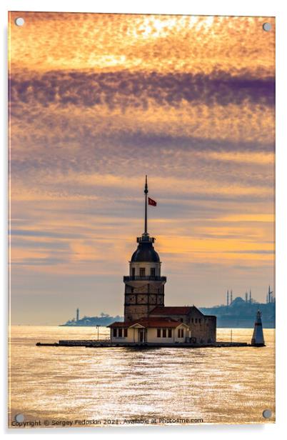 Maiden's Tower (Kız Kulesi) on a sunset. Istanbul. Turkey Acrylic by Sergey Fedoskin