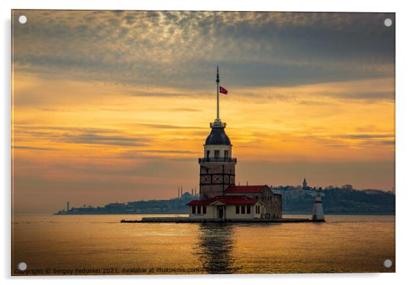 Maiden's Tower (Kız Kulesi) on a sunset. Istanbul. Turkey Acrylic by Sergey Fedoskin