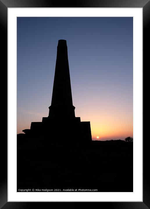Spring Sunset, Basset Monument Silhouette, Carn Br Framed Mounted Print by Rika Hodgson