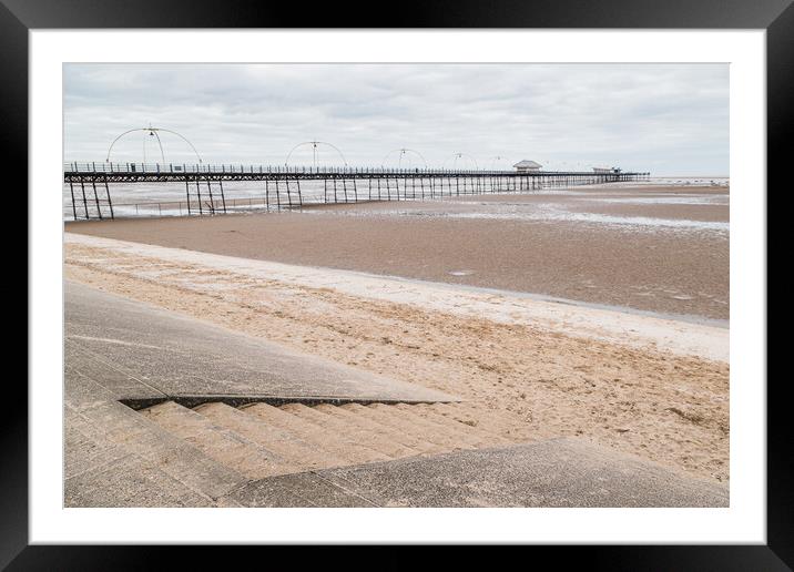 Steps down to Southport beach Framed Mounted Print by Jason Wells