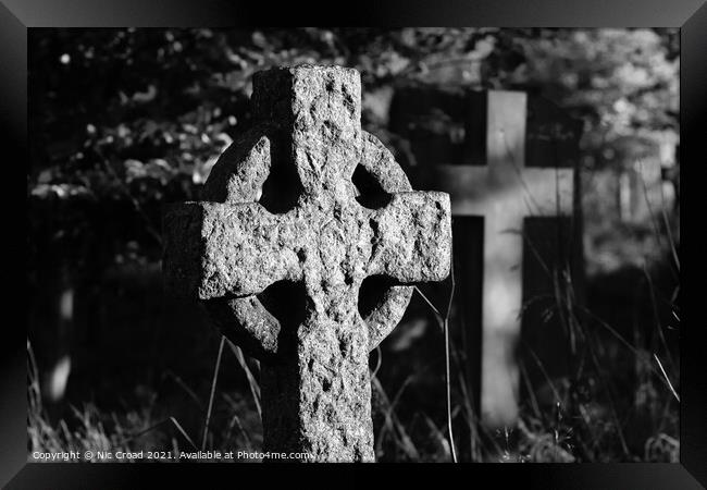 Celtic Stone Cross Headstone Framed Print by Nic Croad