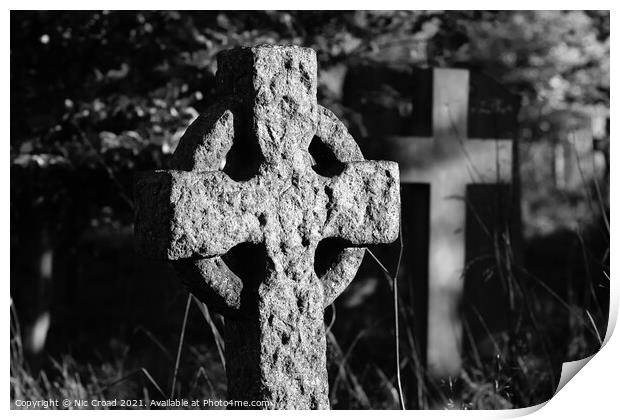 Celtic Stone Cross Headstone Print by Nic Croad