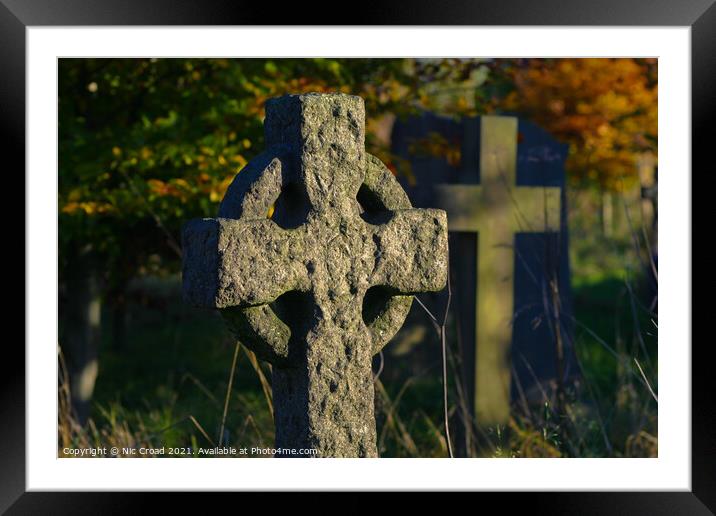 Celtic Stone Cross Headstone Framed Mounted Print by Nic Croad