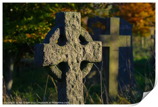 Celtic Stone Cross Headstone Print by Nic Croad