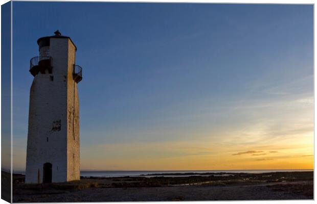 Southerness Lighthouse at Sunset Canvas Print by Derek Beattie