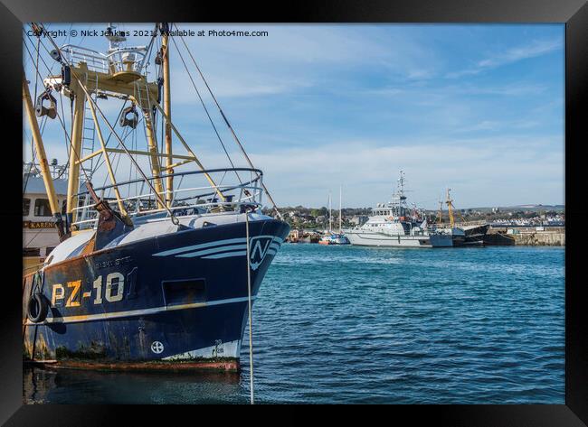 Newlyn Harbour and Fishing Boat Cornwall  Framed Print by Nick Jenkins