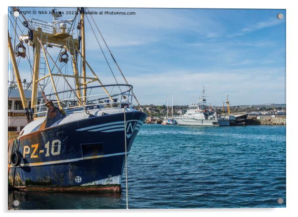 Newlyn Harbour and Fishing Boat Cornwall  Acrylic by Nick Jenkins