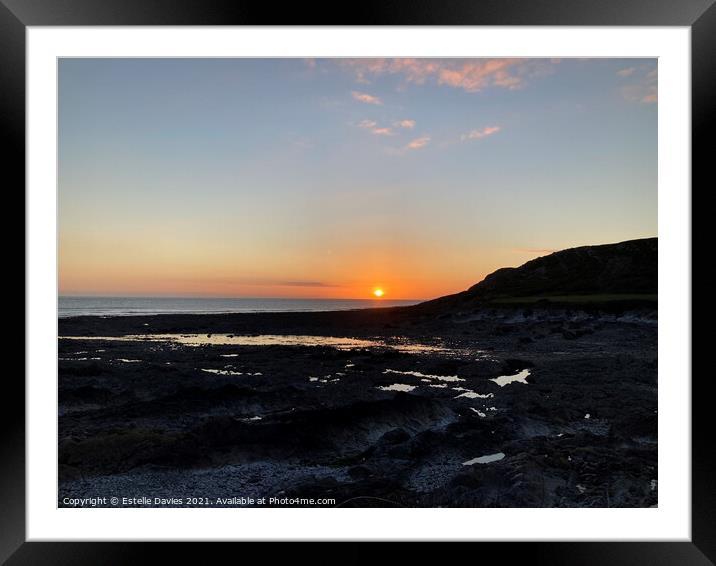 Sunset in Gower Framed Mounted Print by Estelle Davies