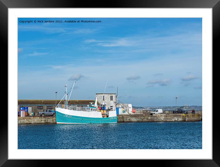Fishing Boat at Newlyn Harbour Cornwall Framed Mounted Print by Nick Jenkins
