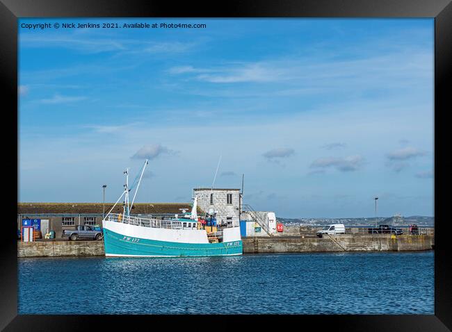 Fishing Boat at Newlyn Harbour Cornwall Framed Print by Nick Jenkins
