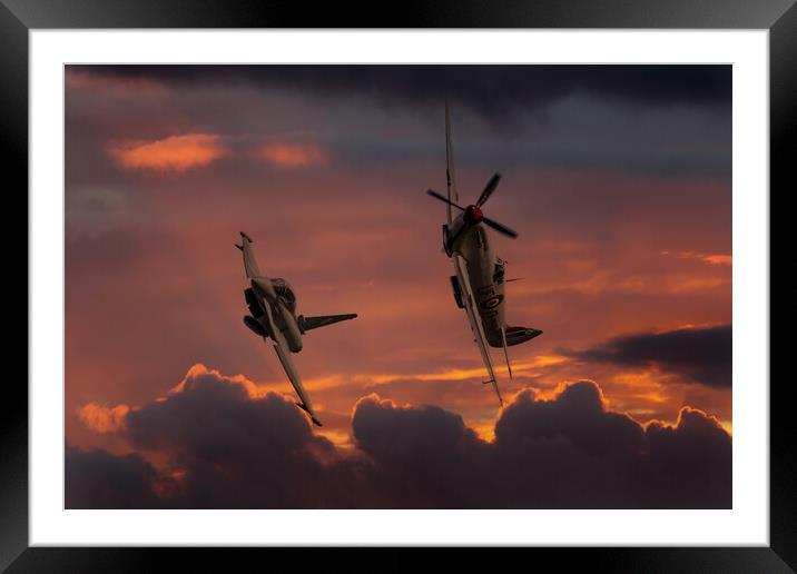 Spitfire And Typhoon Framed Mounted Print by Oxon Images