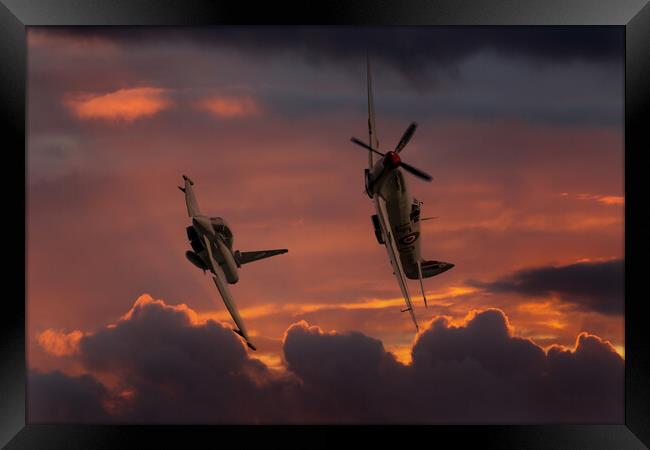 Spitfire And Typhoon Framed Print by Oxon Images