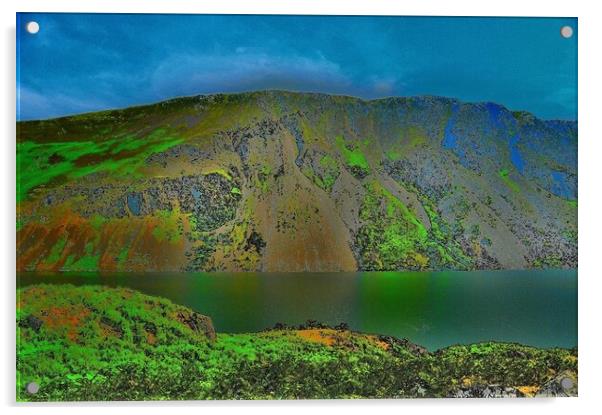 The Screes, Wasdale Acrylic by Peter Wiseman