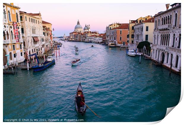 Grand Canal with Santa Maria della Salute at background at sunset time, Venice, Italy Print by Chun Ju Wu