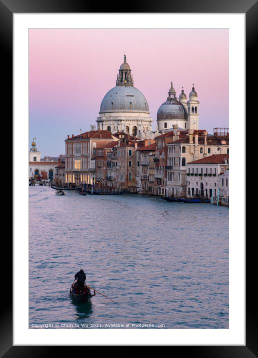 Grand Canal with Santa Maria della Salute at background at sunset time, Venice, Italy Framed Mounted Print by Chun Ju Wu