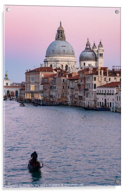 Grand Canal with Santa Maria della Salute at background at sunset time, Venice, Italy Acrylic by Chun Ju Wu