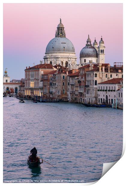 Grand Canal with Santa Maria della Salute at background at sunset time, Venice, Italy Print by Chun Ju Wu