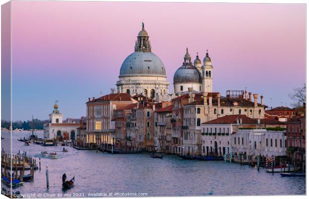 Grand Canal with Santa Maria della Salute at background at sunset time, Venice, Italy Canvas Print by Chun Ju Wu