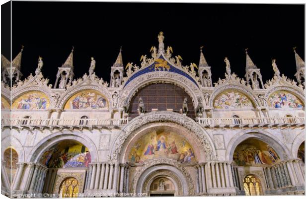 Night view of St Mark's Basilica at St Mark's Square (Piazza San Marco), Venice, Italy Canvas Print by Chun Ju Wu